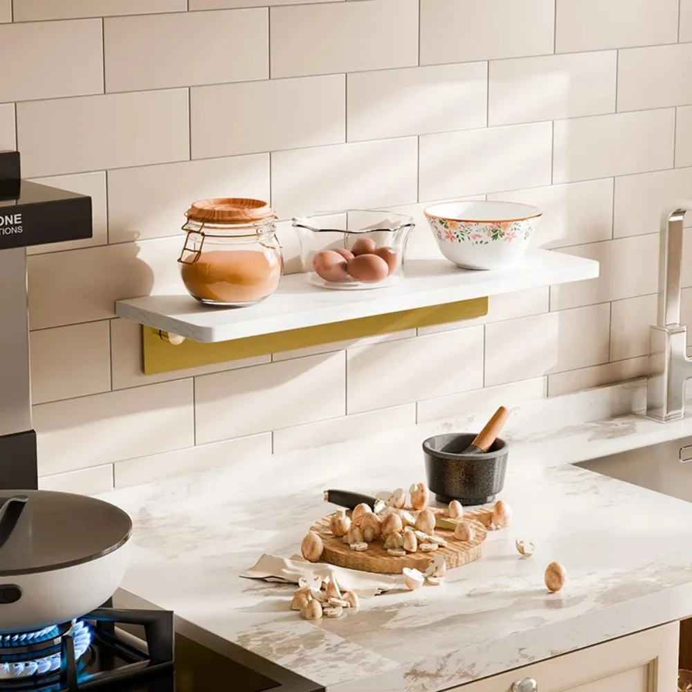 

Мраморные плавающие настенные полки без дрели, органайзер для ванной комнаты и кухни, стеллаж для хранения, белая и золотая полированная полка для душа, полка в деревенском стиле