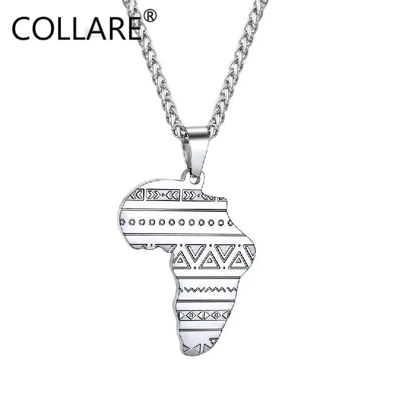 

ChainsPro African Map Pendant Men 316L Stainless Steel Hippie Jewelry Wholesale Rose Gold/Gold Color Africa Necklace Women P094