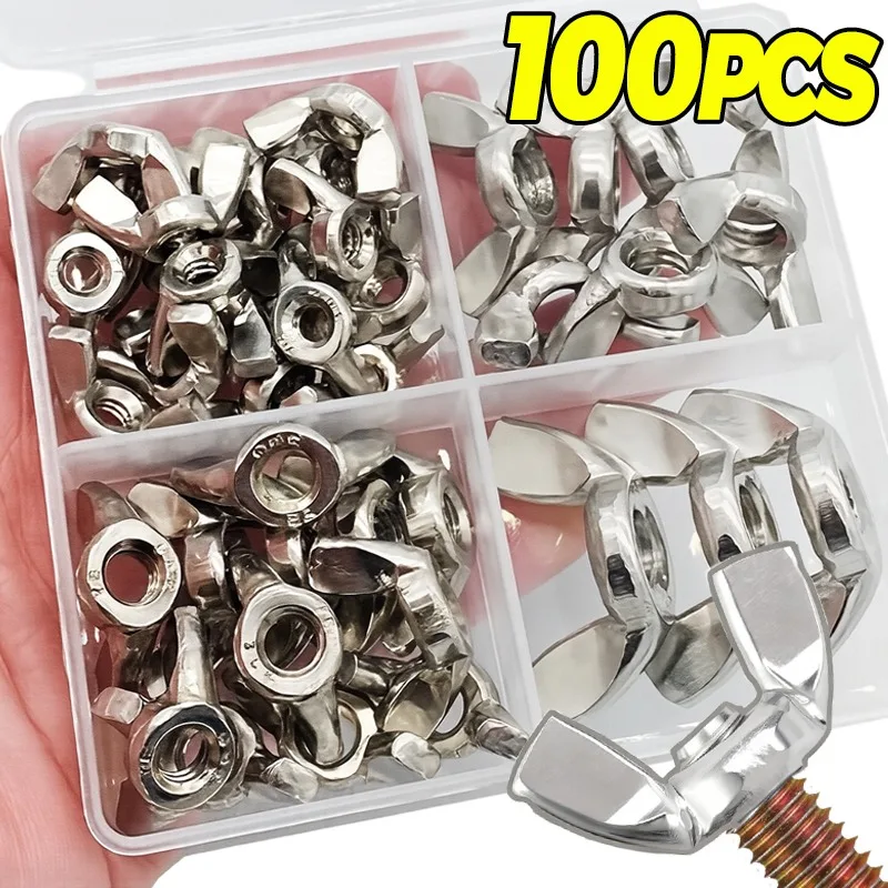 

Stainless Steel Wing Nuts Fastener Parts Multi-purpose Hand Tighten Wingnuts M3/M4/M5/M6/M8/M10 Hardware Fastener Assortment Kit