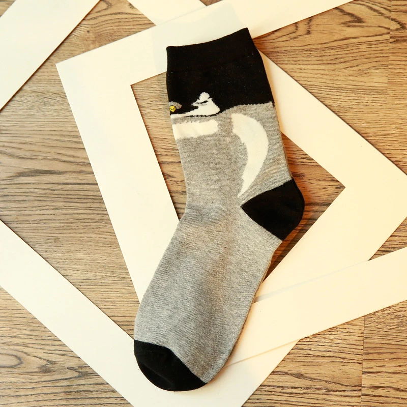 Unisex Funny Cartoon Animal Socks Girls Warm Soft Cotton Sokken Korean Cute Happy Cat Hamster Dog