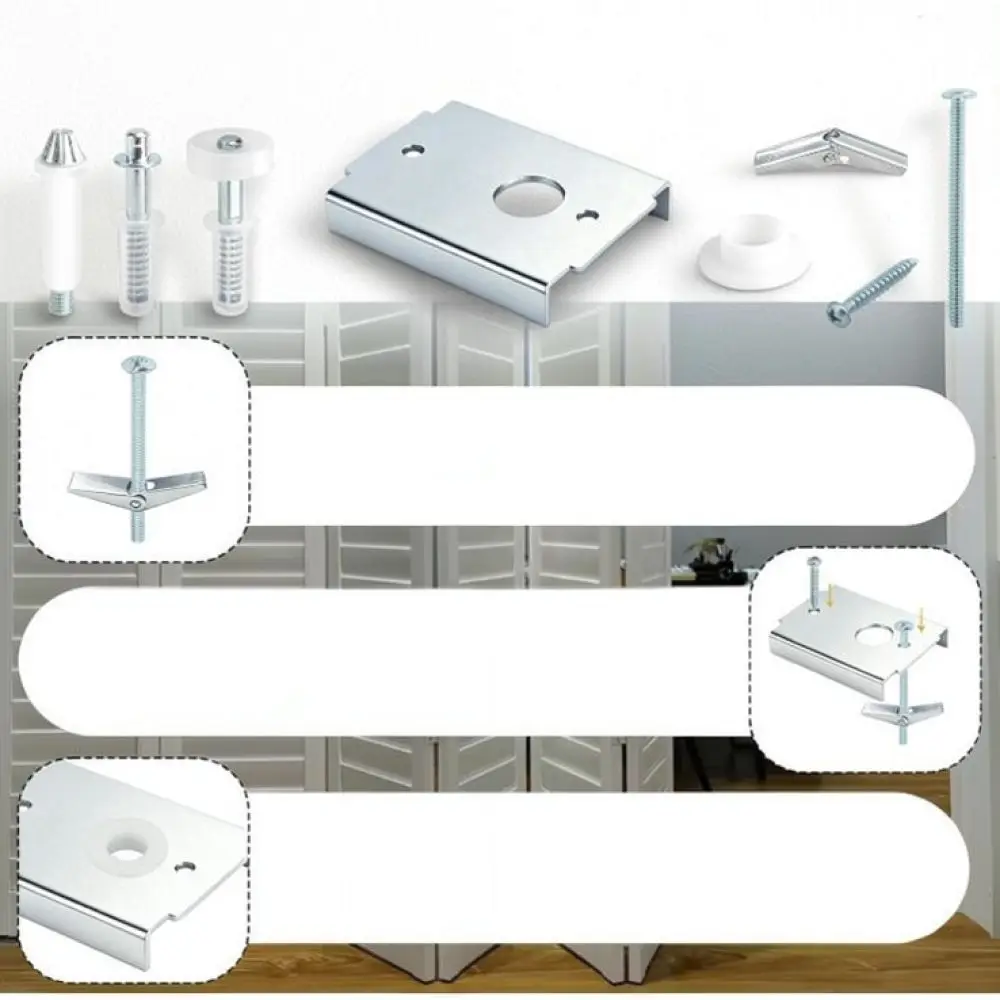 Folding Door Repair Hardware Set Carbon Steel Reinforcement Brackets Pivot Pins Guide Wheels Closet Door Fix Kit
