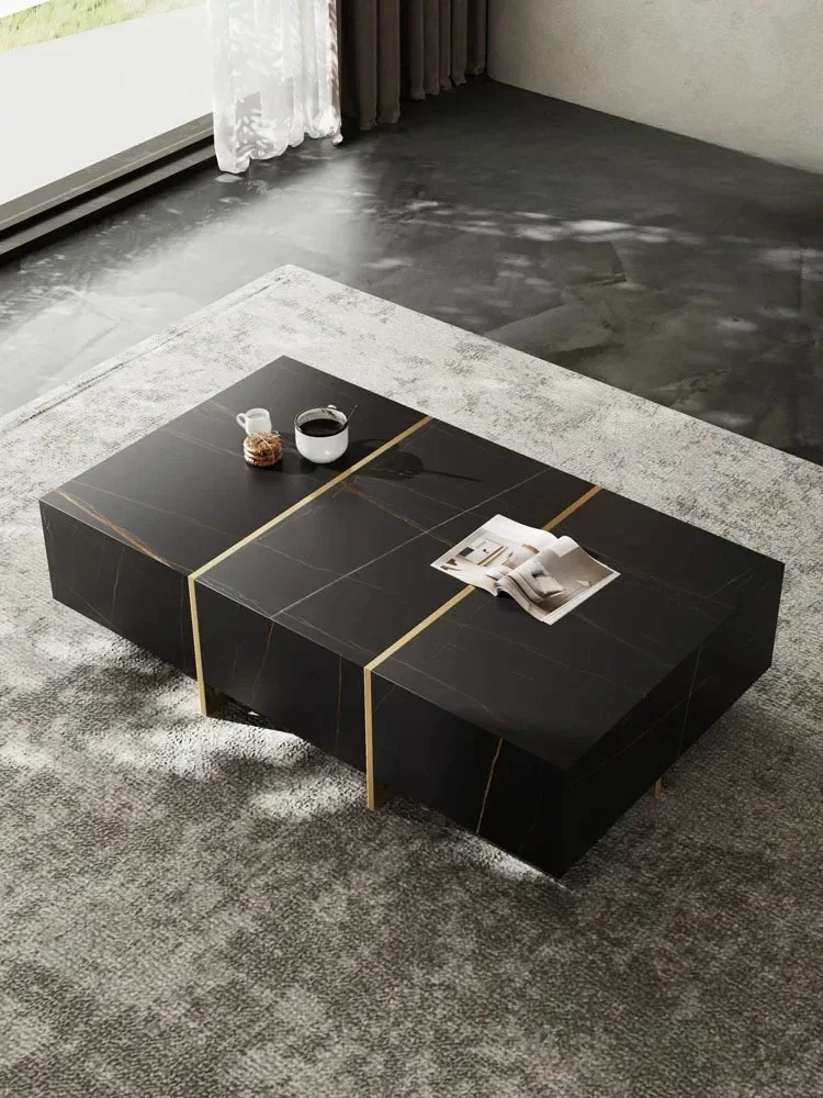 Modern Simple Coffee Table TV Cabinet Large and Small Apartment Type High-Grade Rectangular Solid Wood Storage Tea Table