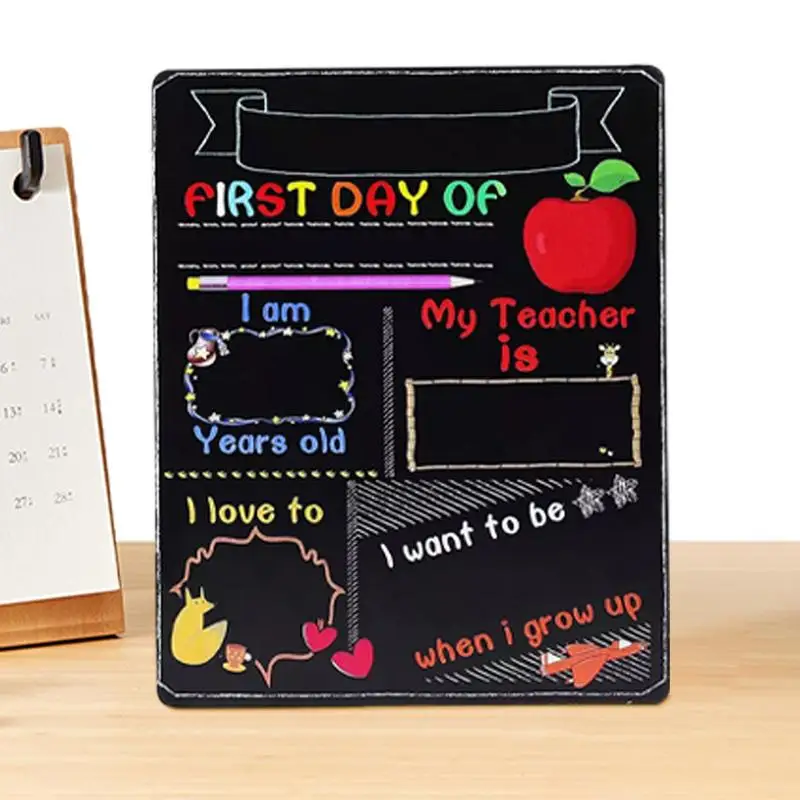 

First Day Of School Chalkboard Double Sided School Preschool Signs Washable Chalkboard Signs Double-Sided First Day Of School