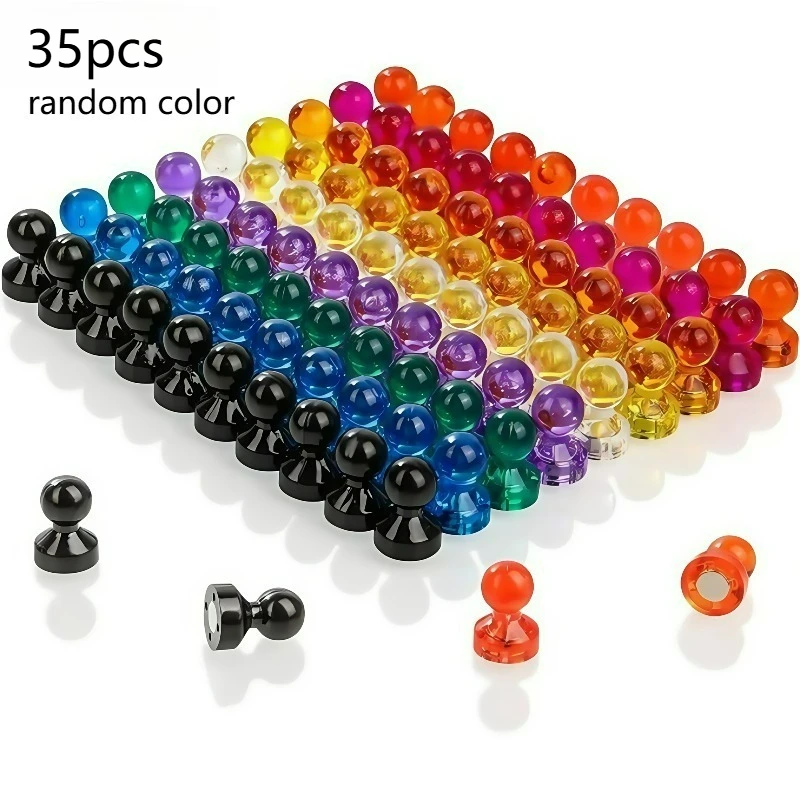 35Pcs Random Color Round Magnetic Push Pins Small Fridge Magnets for Bulletin Board Whiteboard Kitchen Office Map Photo Notes