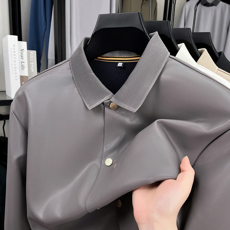 سترة رجالي كاجوال سترة طويلة الأكمام طية صدر السترة الياقة زر حتى نسيج ناعم خفيف الوزن ربيع الخريف أزياء رجال الأعمال #6