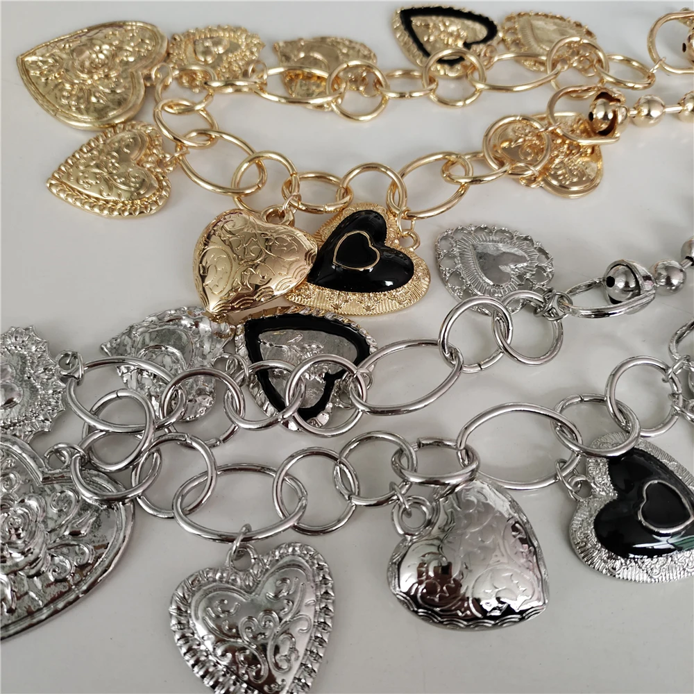 Indian Vintage Gold Plated Heart Shape Pendants Necklaces Women Chunky Chain Black Enamel Statement Choker Necklace Jewelry 2026