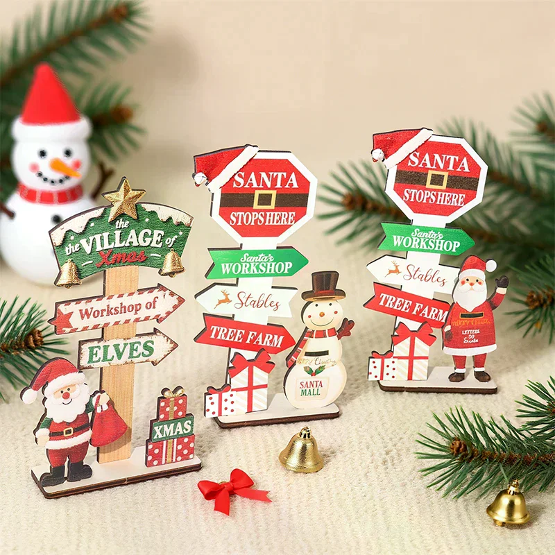 Drewniane ozdoby świąteczne Święty Mikołaj Bałwanek Dekoracje świąteczne do domu Dekoracje na biurko na Nowy Rok Navidad