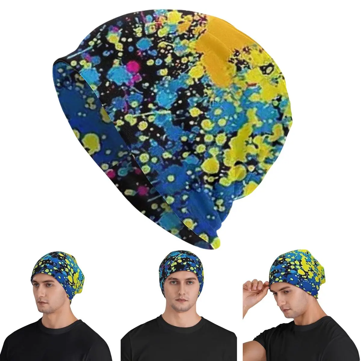 

Красочные абстрактные граффити, камуфляжные поп-арт, мужские и женские шапочки для взрослых, вязаная шапка, теплая осенне-зимняя шапка Skullies