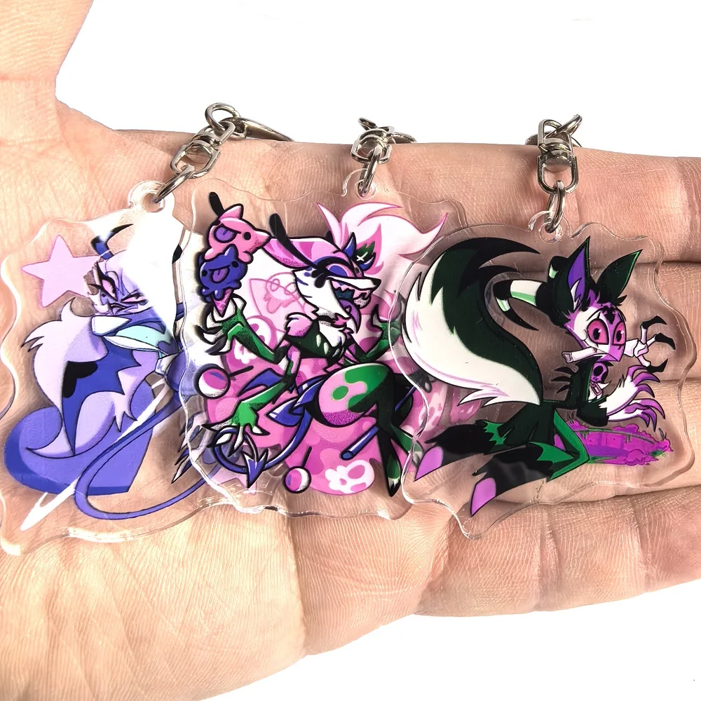 Anime HElluvaBoss Keychain Cute Arcylic Cartoon Figures Loonie Bilitzo Asmodeus Keyrings Car Packbag Pendant Kawaii Jewelry Gift