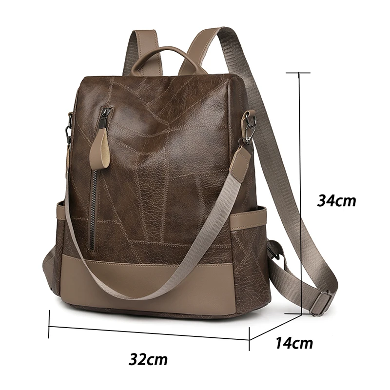 Waterproof Soft PU Leather Ladies Backpack Fashion Shoulder Bags For Women Large Capacity School Bags For Girls Rucksack Sac