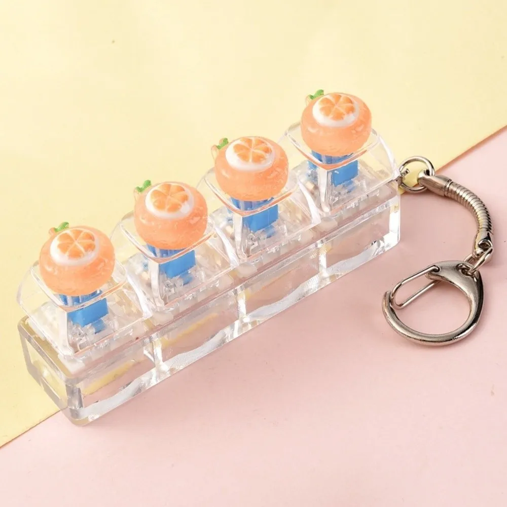 Pressure Reducer 4-Key Fidget Keychain Fruit Portable Reduce Pressure Cute Mini Clicker Keychain Daily Use