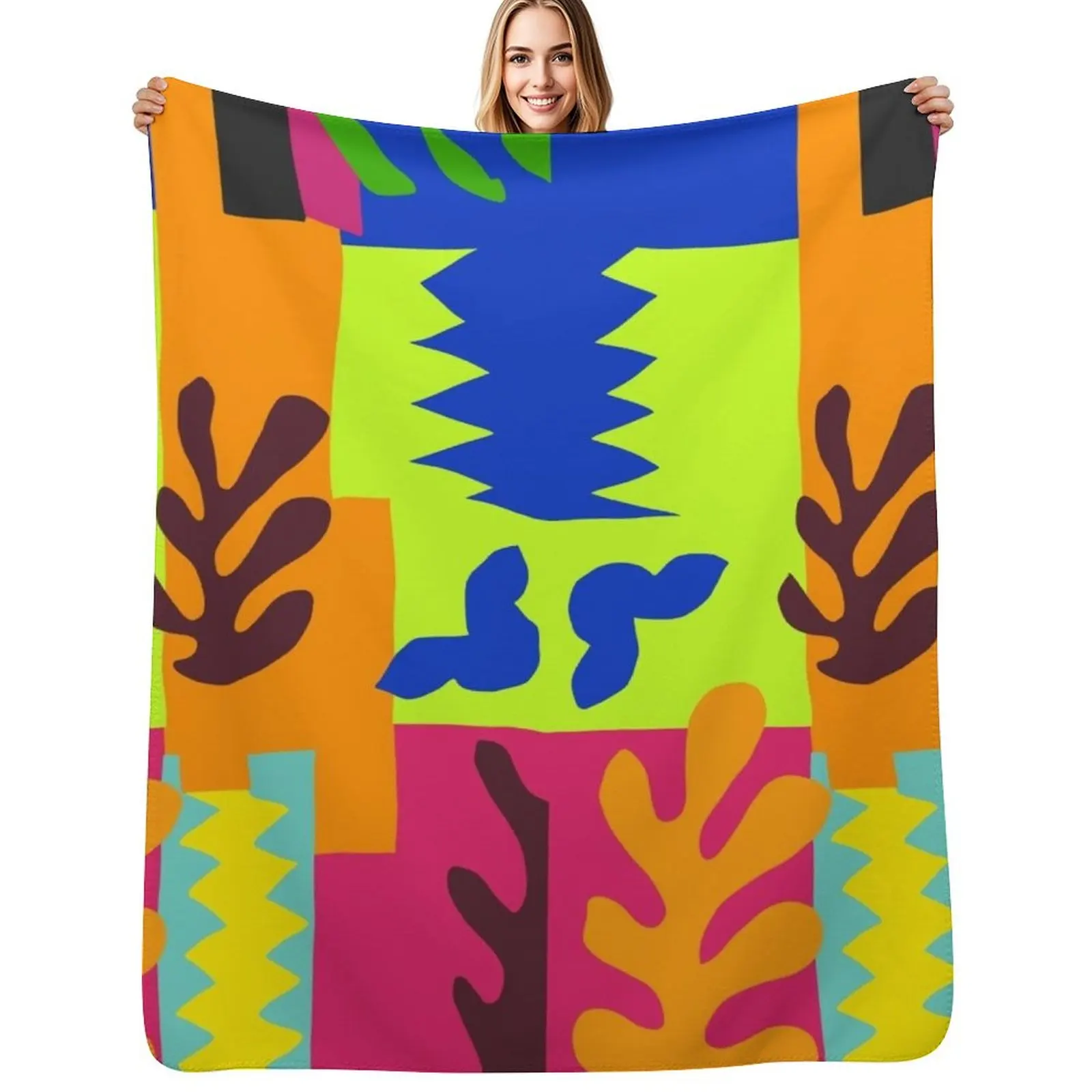 

Matisse Inspired Colorful Collage #3 Throw Blanket Lightweight Cozy Blanket for Bed Sofa