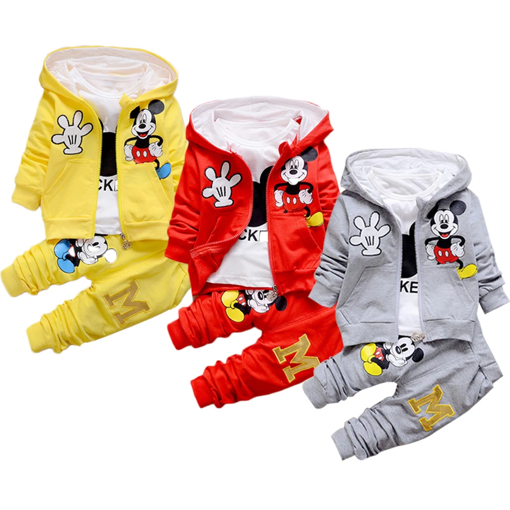 

Disney Top and Bottom Set 3PCS Clothing Set Spring Autumn Hoddie Sporty Suit Mickey Mouse Print 2-4Y Toddler Clothing Boys Cloth