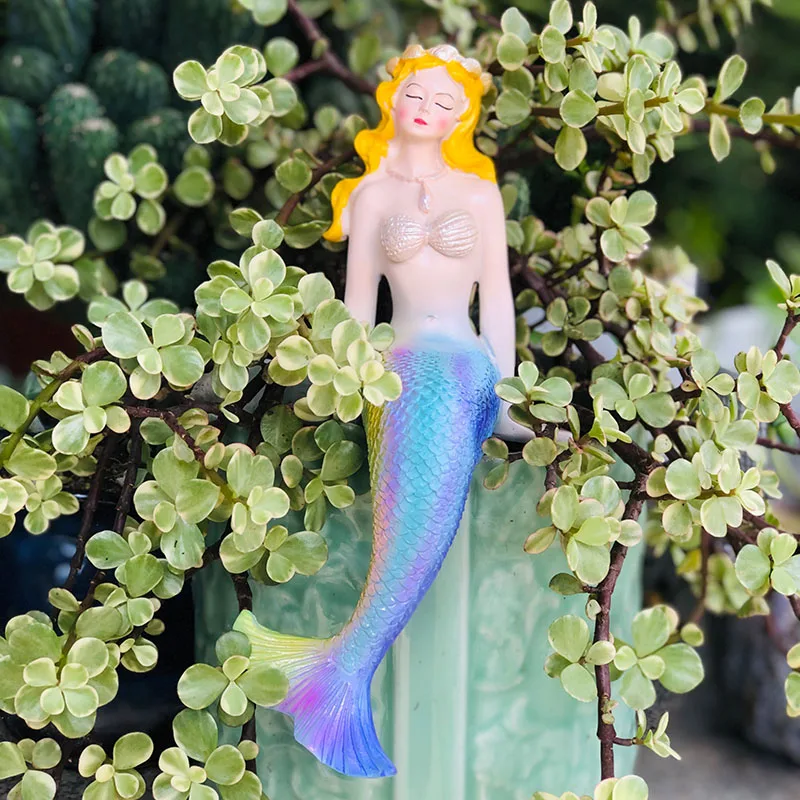 Imagem -03 - Cute Grande Mermaid Statue Ornament Jardim ao ar Livre Varanda Pátio Piscina Fish Tank Paisagismo Artesanato Decoração Acessórios