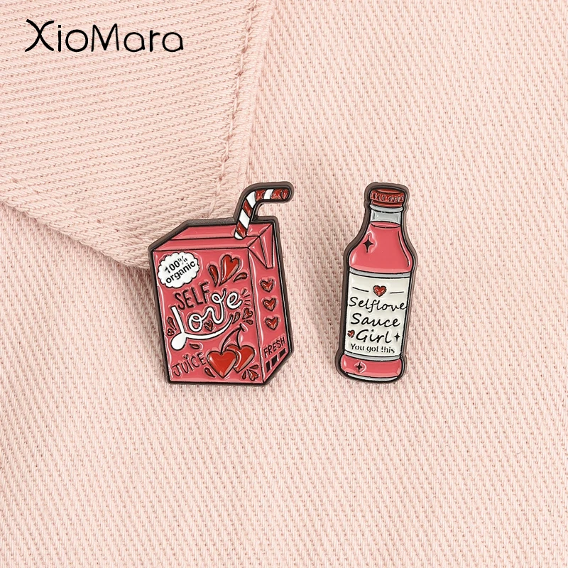 Pin de Esmalte con la Frase 'Selflove Sauce Girl You Got This', 100% Orgánico, Broche de Autocuidado, Insignia para Mochila, Joyería, Regalo para Amigos