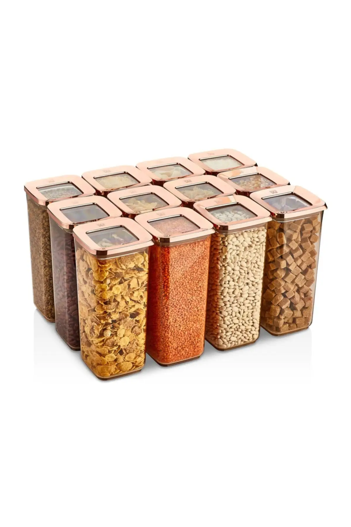 

DOLBOVI 12li 1700ml vacuum copper square storage container, 12li Erzak pulses container