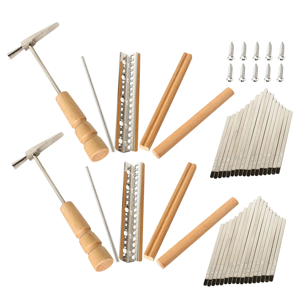 

2 Sets Thumb Piano Accessories 17 Keys Kalimba Repair Parts Metal Material DIY Kit Includes Saddle Bridge Sleeper Screws Tuning