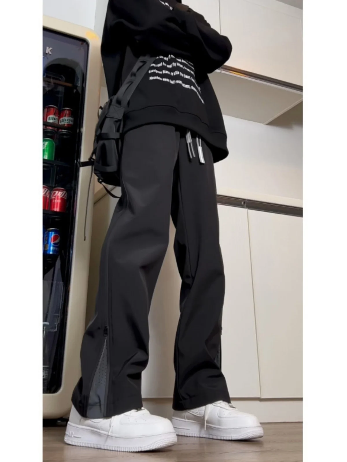 

Мужские ветрозащитные и водонепроницаемые рабочие брюки в стиле хип-хоп, весенние свободные брюки прямого кроя с боковыми карманами на молнии, повседневные модные брюки