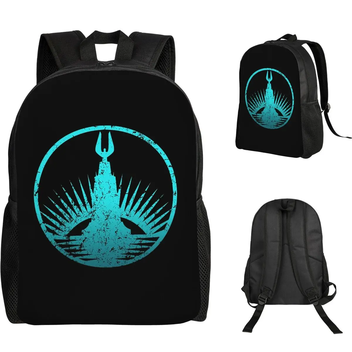 Bioshock Rapture Teal Faded Sac à dos d'étudiant, sac d'école, sac à dos de randonnée, sac de voyage pour garçons et filles, sac à dos tendance, sacs à bandoulière