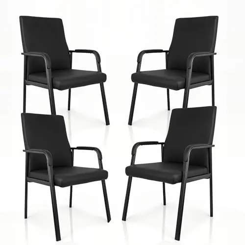 Leather Office Guest Chair, Guest Conference Room Chair, 600 LBS Capacity High Back Reception Chair with Padded