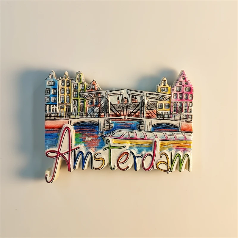 Holland，Amsterdam，Crafts，Message Post，3D Stereoscopic，Tourism souvenirs，Resin painting，Decoration home，Refrigerator magnets