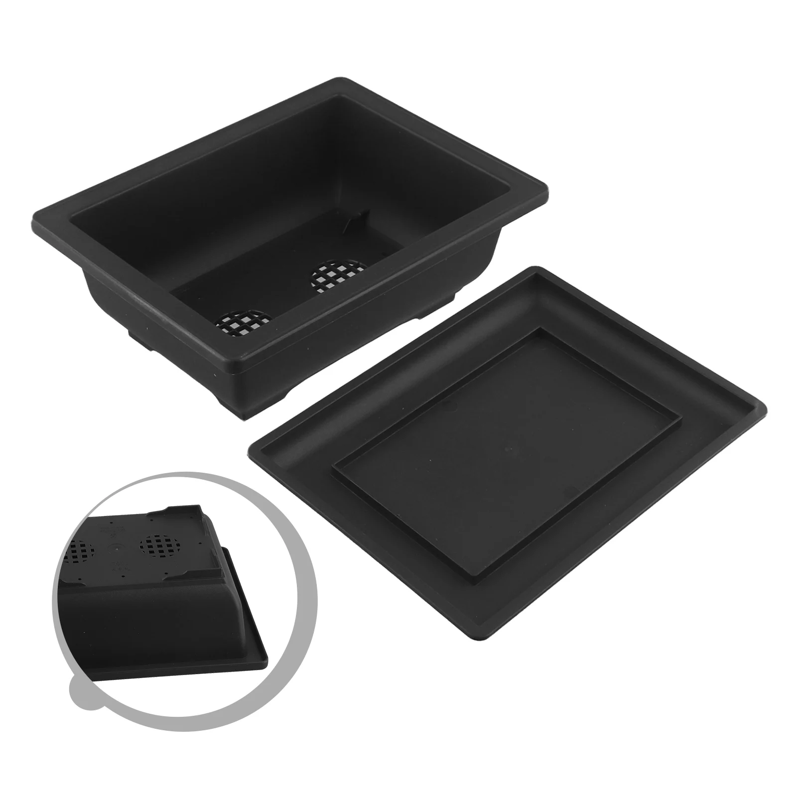 Imitation Purple Sand Fleshy Flower Pot With Tray Rectangle/Square Nursery Garden Supplies For Nordic Style Home Decoration