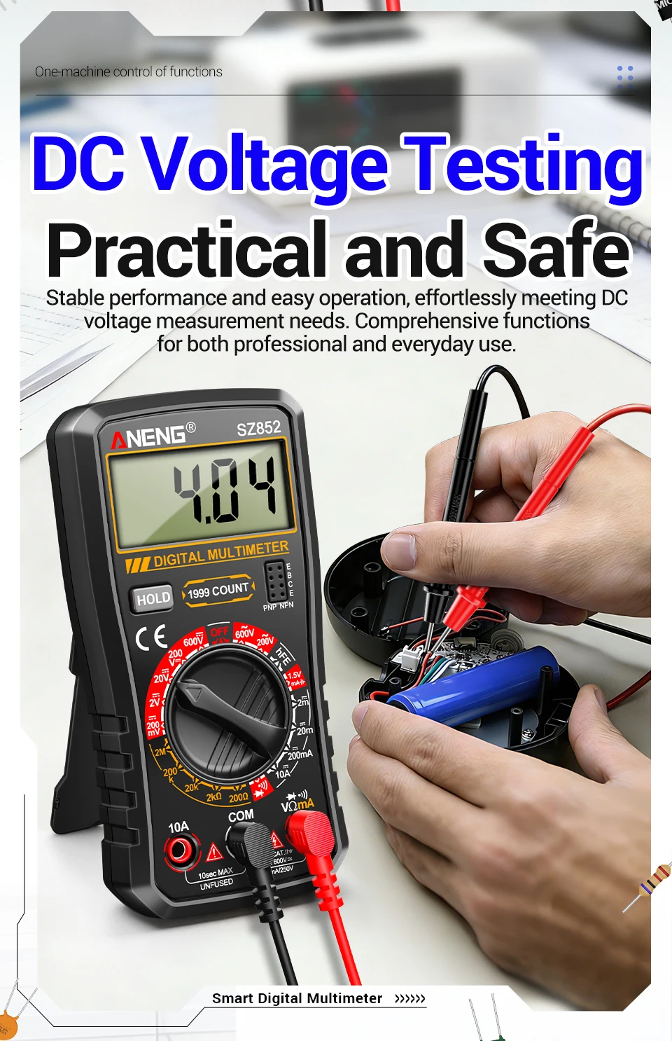 ANENG SZ852 Digitalmultimeter 1999 Zähler AC/DC Spannung/Strom Widerstand Batterie Multiparameter-Messgerät Elektrowerkzeug – Detail 4