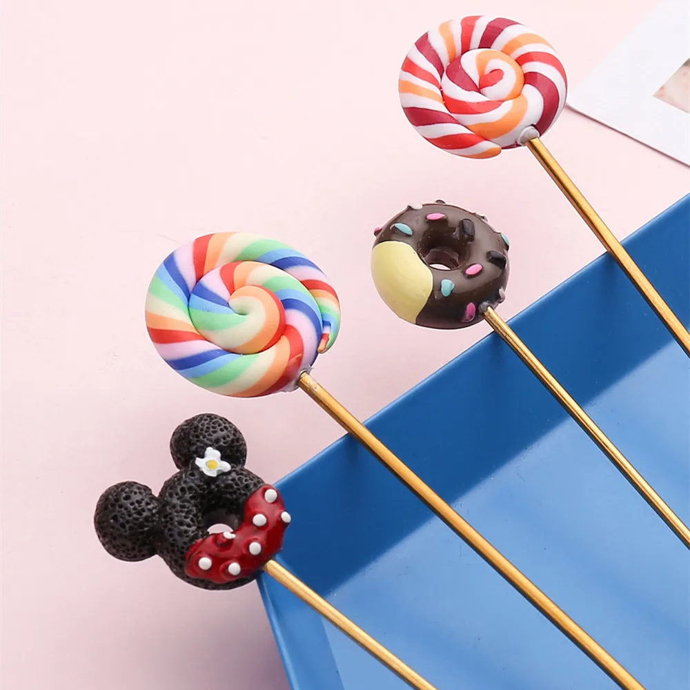 Disney Anime Mickey Mouse Fork Spoon Kawaii Lollipop Donut Tableware Cartoon Dessert Spoon Fork Stirring Spoon Children Gifts