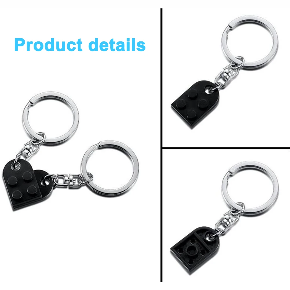 Llavero con forma de corazón para parejas, juego de montaje, bloque de construcción, cumpleaños, novio, novia
