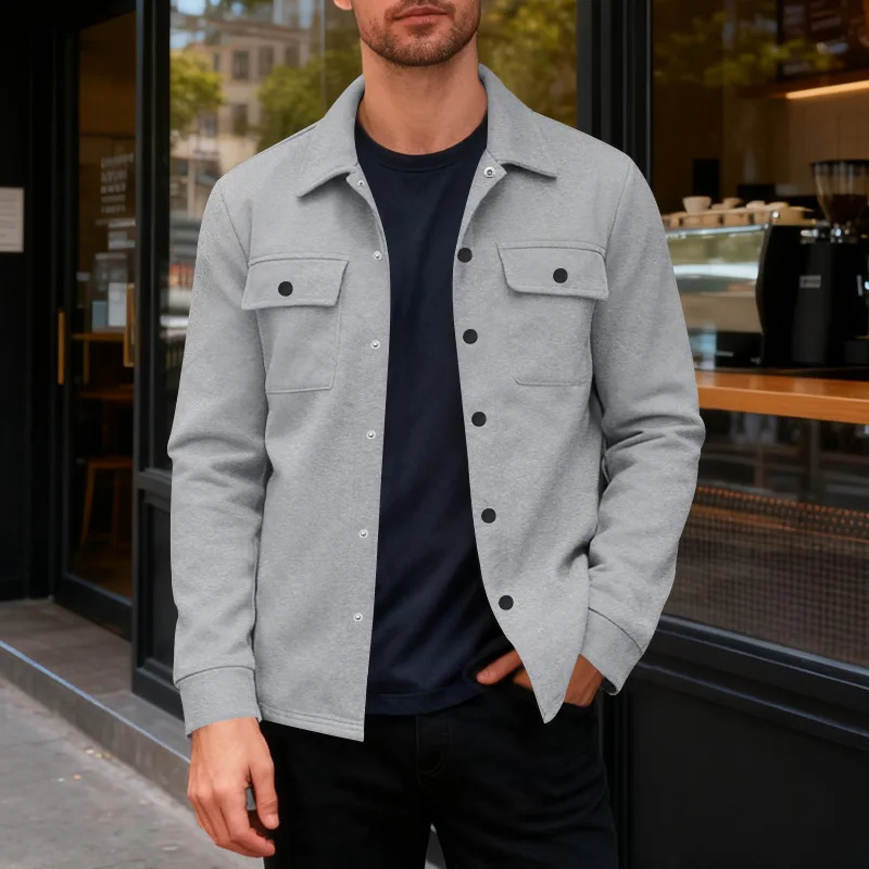 Men's Jackets Spring Flannel Lined Shirt Coat Shacket Casual Snap Button Overshirt Western Cowboy Style High Quality Top US Size