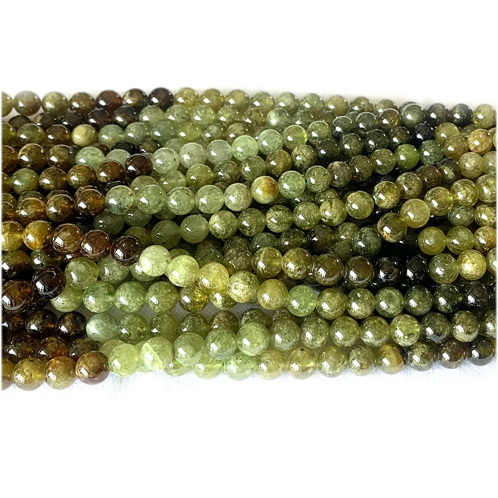 Veemake Natural Tsavorite Green Garnet Round Loose Stone Beads For Jewelry Making 07992
