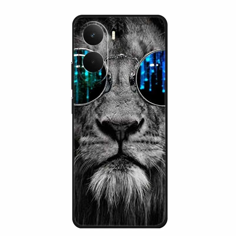 Casing Xiaomi Poco M7 4G 6.9" Serigala Singa Harimau Hitam Silikon Lembut untuk Xiaomi Poco M7 Penutup Belakang M 7 Coque Capa