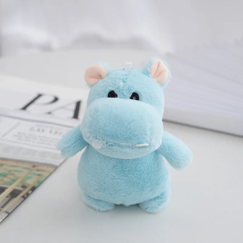 13cm Hippo Plush Toy Cute Doll Bag Pendant Hanging Ornaments Stuffed Gift Keychain Key Chain Pta343