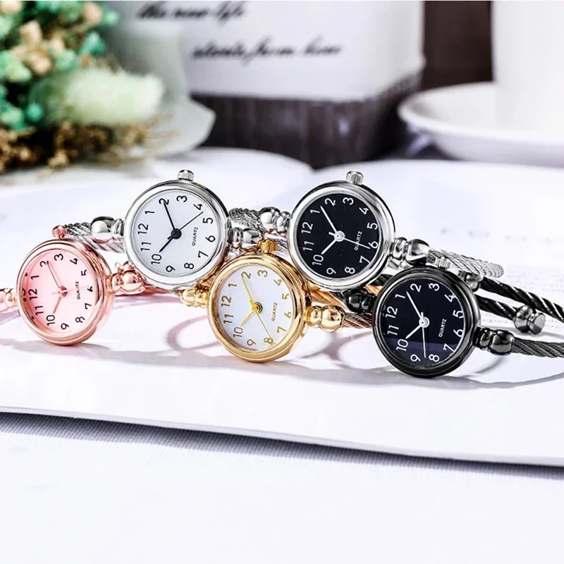 Women Watches Small Gold Bangle Bracelet Watch Stainless Steel Retro Ladies Quartz Wristwatch Fashion Casual Thin Chain Watches