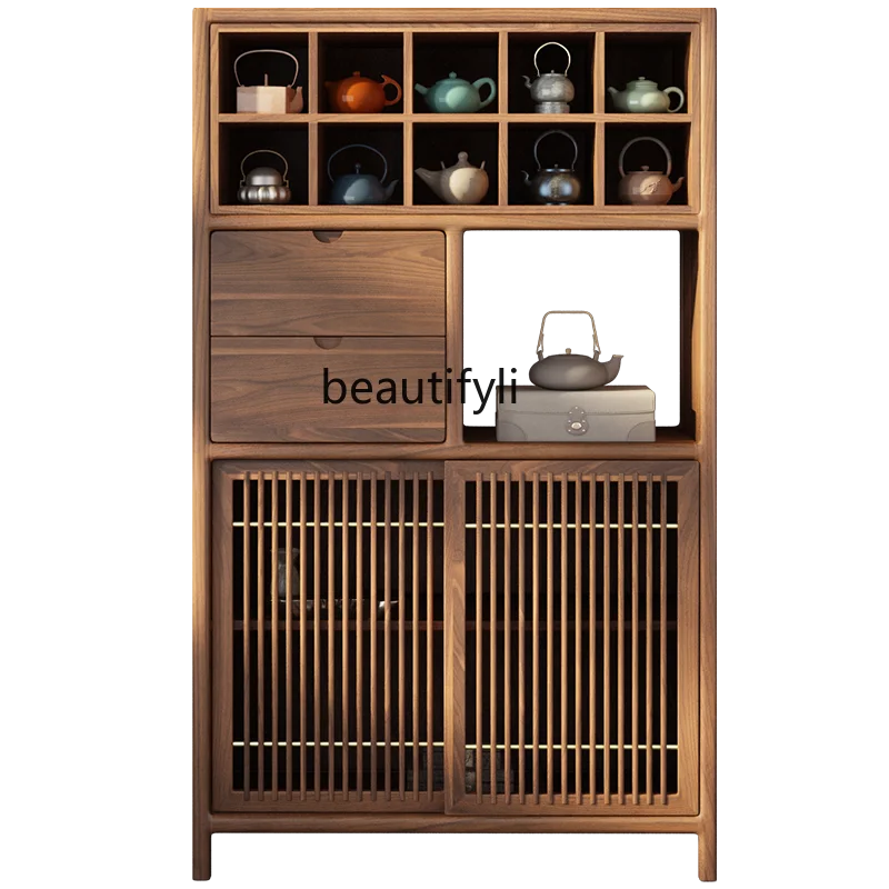 

New Chinese Bogu Rack North American Black Walnut Display Duobao Pavilion Shelf Solid Wood Side Cabinet