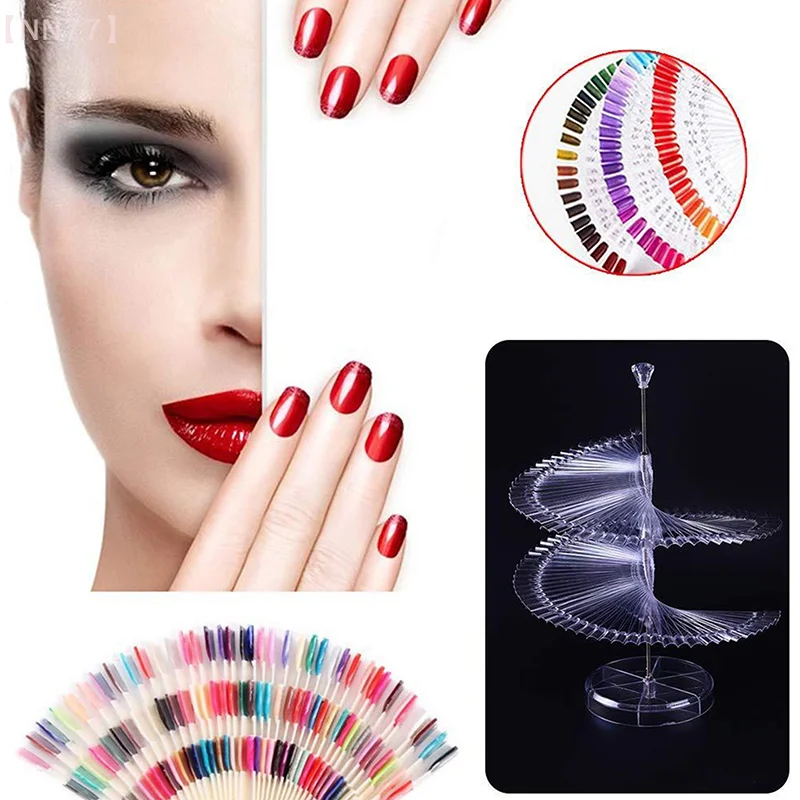 120Pcs Nail Tips Display Stand DIY Nails Gel Polish Color Card Spiral Display Stand Shelf Rotating Tip Nail Art Showing Shelf