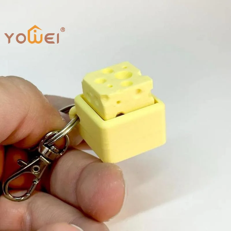 Funny Cheese Key Chain Keyboard Stress Relief Fidget Button Cheese Keycap Fidget Clicker Keychain Keyboard Keychain Finger Toys