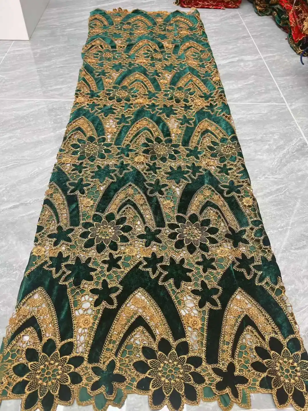 African Lace Fabric 2025 High Quality Nigerian Lace Fabric Velvet Laser Embroidery Mesh Cord Lace For Wedding Dress Sew 5Yards