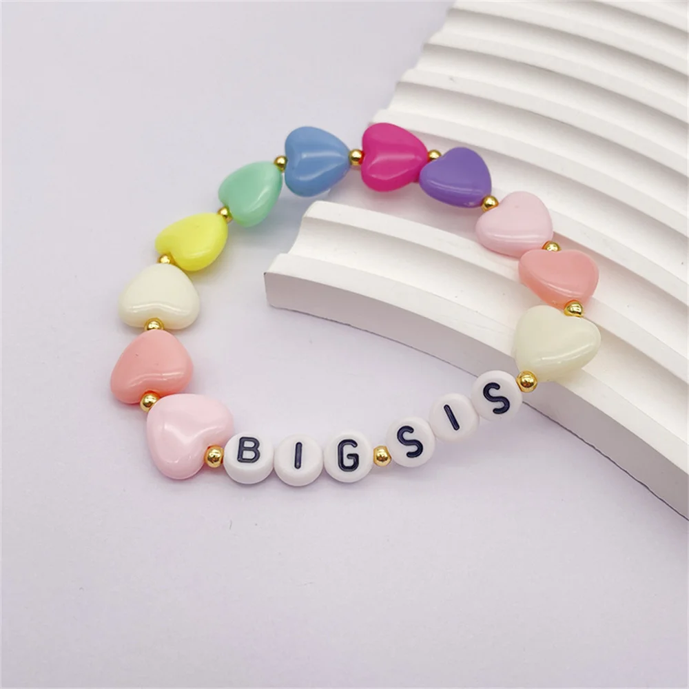 New Acrylic Colored Love Bead Letter Bracelet Cute Female Girl BIG SISTER Daily Matching Bracelet Accessories