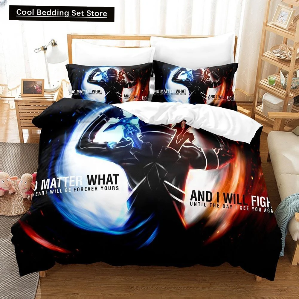 

Anime Sword Art Online Bedding Sets Home Textile Pillow Case 3D Bed Linen Duvet Covers Kids Gift Bed Set Home Textiles Bedding