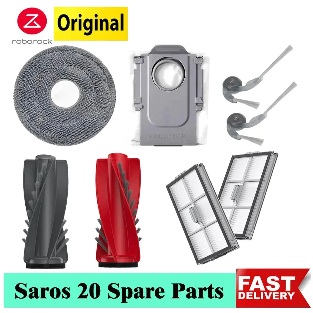Original Roborock Saros 20/S10 MaxV Slim Spare Parts Main Brush Filter Mop Pad Dust Bag Side Brushes Replacements Parts Optional