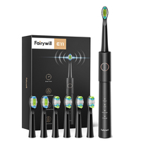 Fairywill Sonic Electric Toothbrush E11 Waterproof USB Charge Rechargeable Electric Toothbrush 8 Brush Replacement Heads Adult