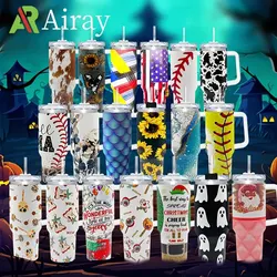 Christmas New Year gift 40oz  Portable Stainless Steel Coffee Cup - Large Capacity Leopard Print Straw Water Bottle