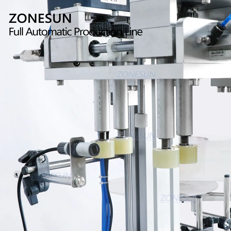 ZONESUN Desktop Automatic Liquid Oil Plastic Round Bottle Filling Capping And Positioning Labeling Machine