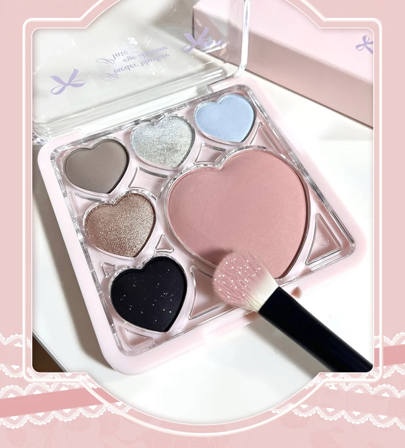 Gogo tales dance disco de sombra de ojos grande amor de seis colores azul ahumado sombra de ojos pequeña portátil rubor disco integrado