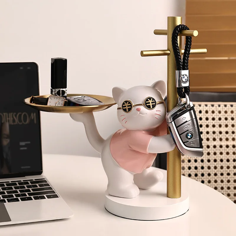 Maneki Neko Key Storage Tray, Modern And Light Luxury Home Wine Cabinet, Shoe Cabinet, Miscellaneous Storage Box, New Home Gift