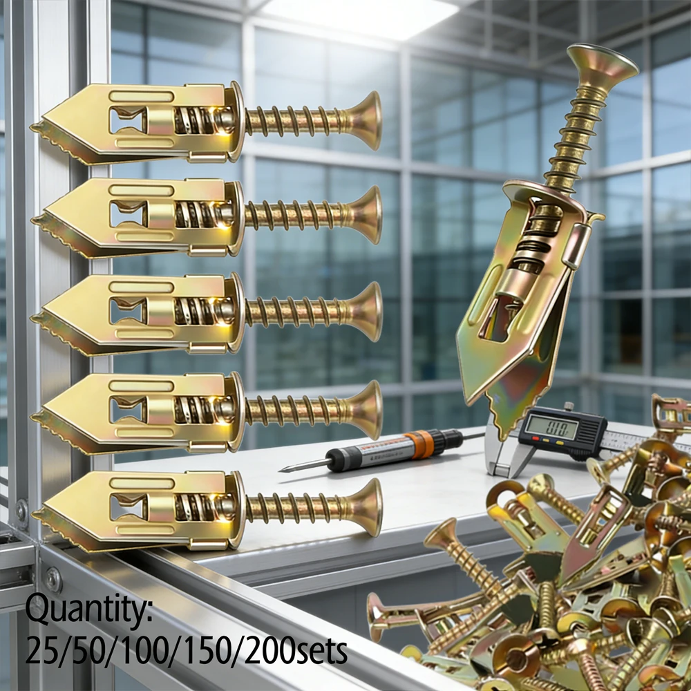 25-200Pcs Heavy Duty Metal Wall Anchors Assortment , Zinc Plated Self Drilling for High Weight Capacity Mounting