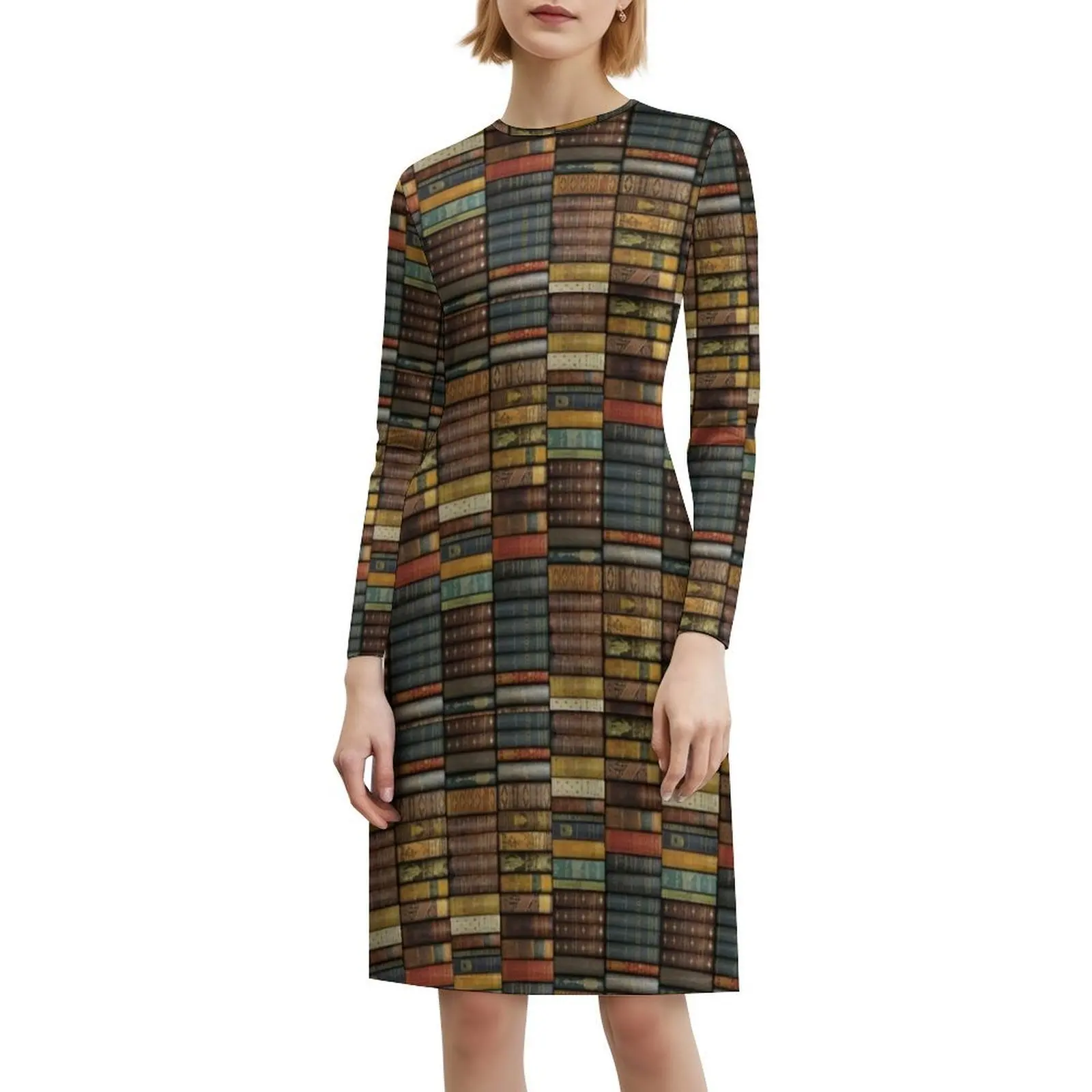 رف الكتب - الكتب القديمة - عشاق الكتب، فستان بصدر مفتوح، فستان حفلات صيفي أنيق للنساء، كتب قراءة الأدب #6