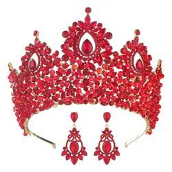 Queen Red Crystal Bridal  Women's Purple Luxury Pageant Crown Wedding Hair Accessories