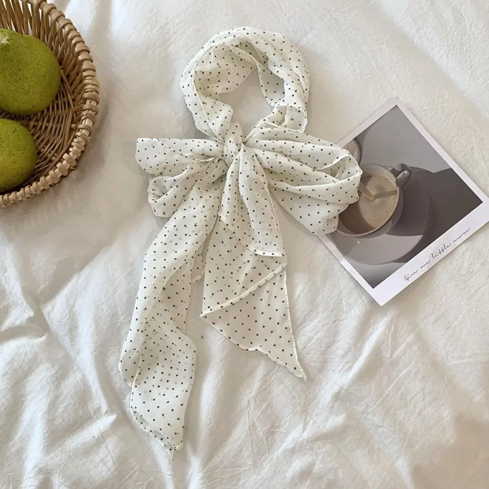 

Ретро лента в горошек, тонкий многофункциональный шарф, повязка на голову, аксессуары для волос с принтом, длинные шарфы, уличные